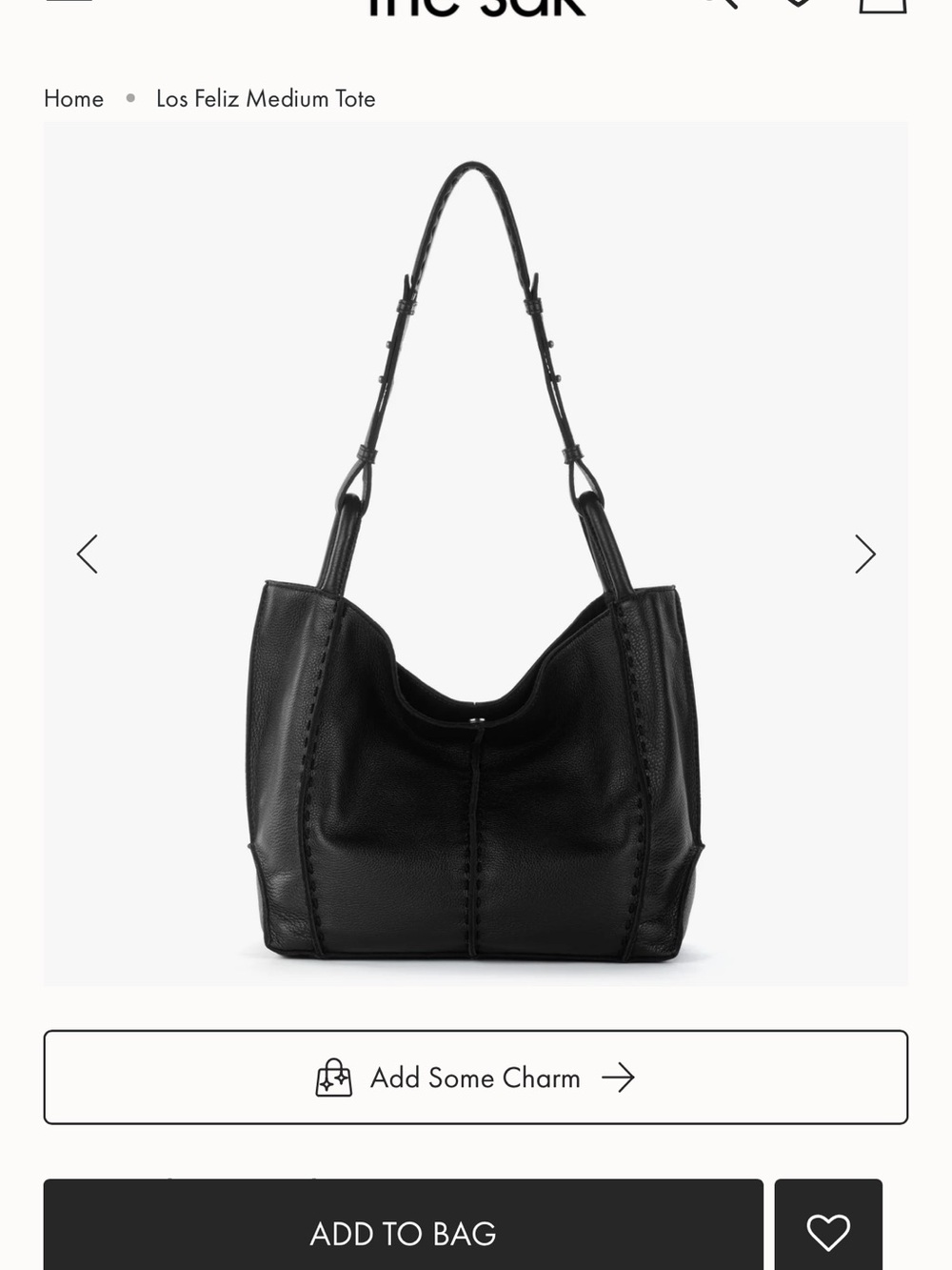 NWT The Sak Black leather medium Los Feliz Hobo Tote